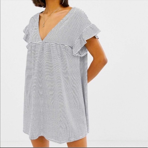 ASOS Dresses & Skirts - ASOS Navy White Slub Smock Dress Reversible SZ 10